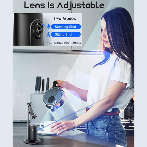Auto Face Tracking Tripod - 360° Rotation Phone Holder for Vlogs, Live Streaming, No App Required, Pink