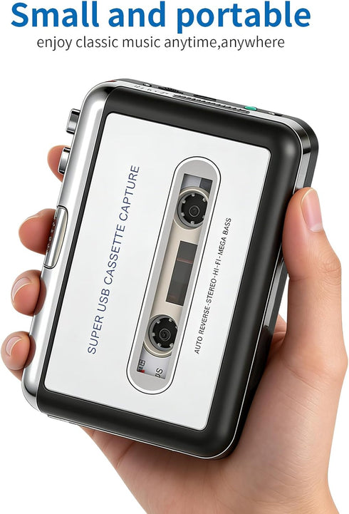 Gxyamen Cassette Cassette MP3 Tape Player Recorder, to Converter with Software, Compatible with Laptops and Personal