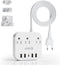 Unidapt European Plug Adapter, US to UK Europe Power Strip with 4 USB Ports, 3 AC Outlets, 5ft Extension Cord, Wall