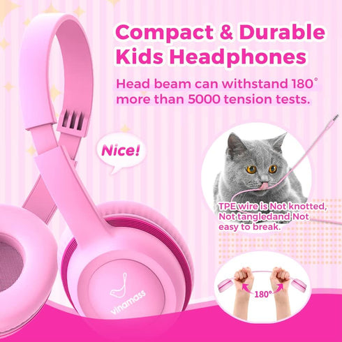 Kids Headphones, Ear Headphones for Kids, Wired Headphones with Safe Volume Limiter 85dB, Kids Headphones with Cord 3.5mm Jack Wired for Children/School