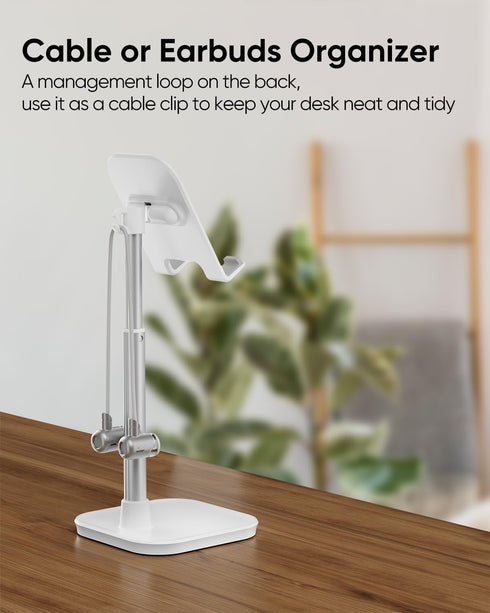 Cell Phone Stand - Height Adjustable Phone Holder for Desk, Compatible with iPhone, Galaxy, and All Mobile Phones