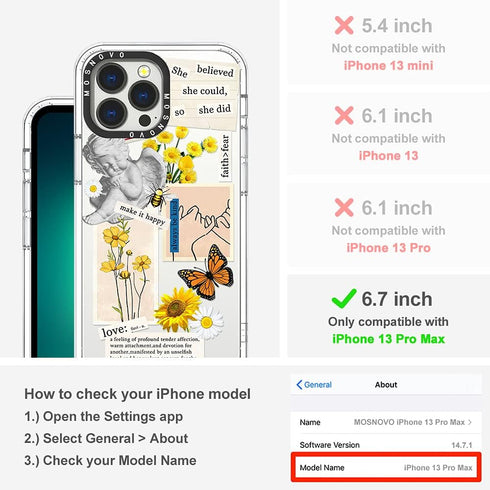 MOSNOVO iPhone 13 Pro Max Case, Clear TPU Bumper Phone Case with Military-Grade Drop Protection - Vintage Collage Art