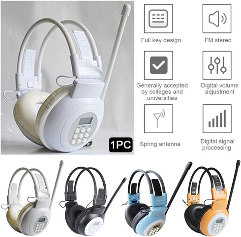 Portable FM Radio Headphones with LCD Display, Noise Reduction Ear Muffs, Wireless Headset for Walking & Jogging.