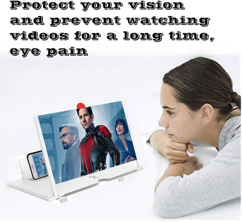 New Generation Screen Amplifier Magnifier, 3D HD Video and Gaming Phone Projector with Foldable Phone Stand, Supports