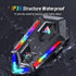 Motorcycle Helmet Bluetooth Headset with Double Noise Cancellation, RGB Lights, IPX6 Waterproof, Strong Bass for Dirt