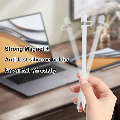 APETOO 4-Pack 1st 10 9 8 7 6, for Apple Pencil Cap, Magnetic Replacement Cap with Anti-Lost Silicone Holder for Apple