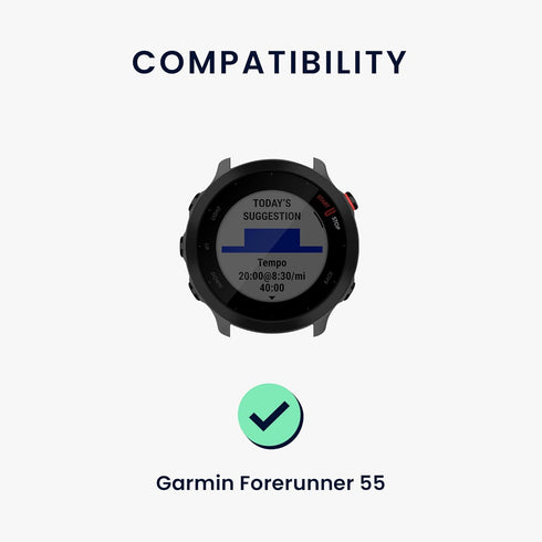 kwmobile Straps Compatible with Garmin Forerunner 55 - 2x Replacement Silicone Watch Bands, Black/Grey