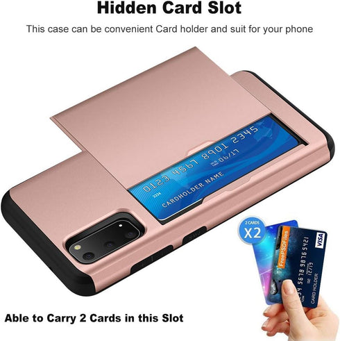 Jiunai Galaxy S20 Case, Wallet Case with Credit Card Holder, Dual Layer Rubber Cover for Samsung Galaxy S20