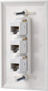 IBL White Cat6 Keystone Ethernet Wall Plate Female to Female - 3 Port