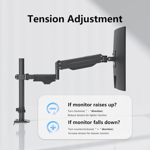 17 32 inch 22lbs, 75x75mm 100x100mm,Pneumatic suptek Single Monitor Arm for Desk Mount Stand,Adjustable Monitor Arm