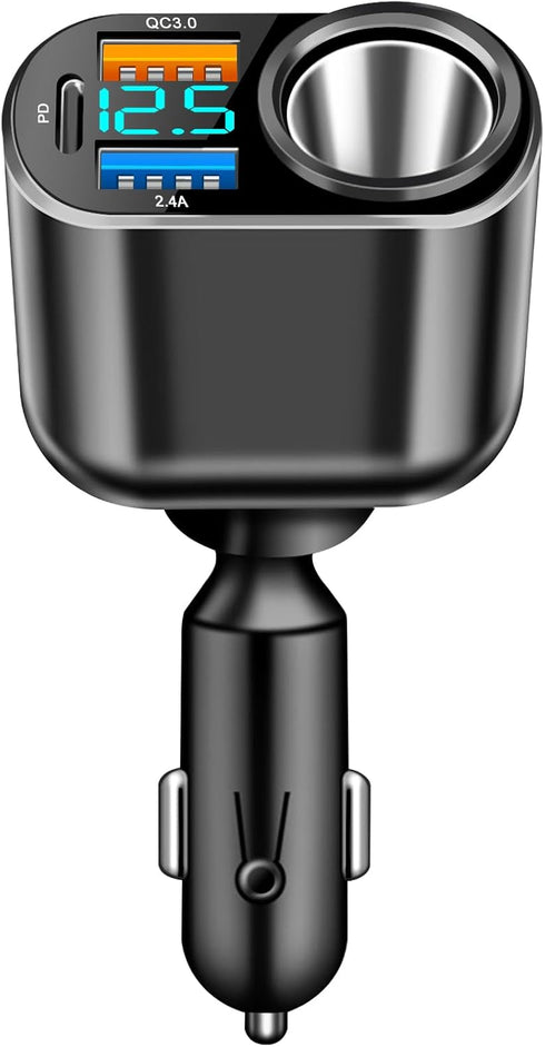 USB C Car Charger, Cigarette Lighter Dual USB Type C PD 30W & QC3.0 Fast Charger Adapter for iPhone 15 Pro Max Plus 14