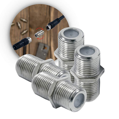 GE Coaxial Cable Extension Adapter Couplers, 4-Pack, Female-to-Female Connectors for F-Type RG59 RG6 Coax Cables