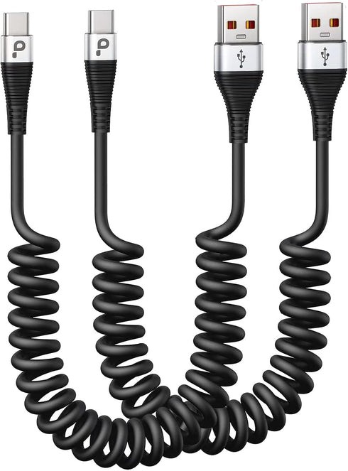 USB Type C Cable Fast Charging, 2Pack 5ft Coiled USB A to
