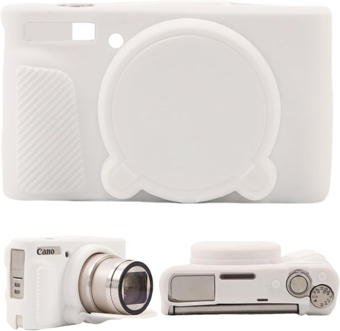 SZHSYJY White Camera Case for Canon PowerShot SX740/SX730, Soft Silicone Protective Bag with Removable Lens Cover