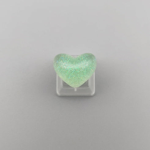 Personalized Cute Love Heart Keycap, Handmade OEM Profile Keycap for Mechanical Keyboard MX Switch (Green)