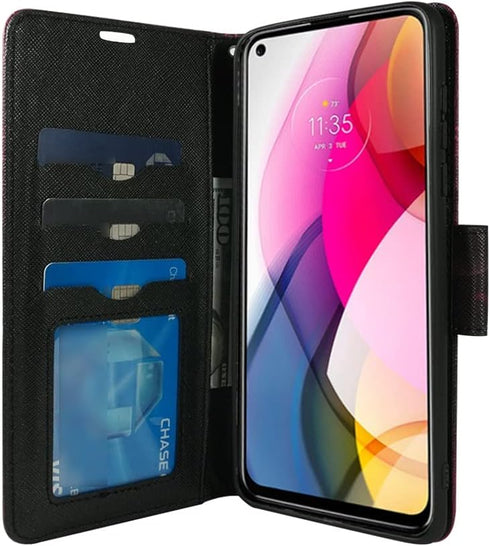 ZASE Moto G Stylus 5G Wallet Phone Case for Women, PU Leather Flip Folio Cover with Kickstand and ID Card Slot