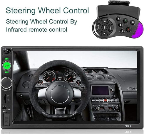 Hodozzy 7 Inch Double Din Car Stereo with Bluetooth, Touchscreen Car Radio, Mirror Link for Android/iOS, Backup Camera