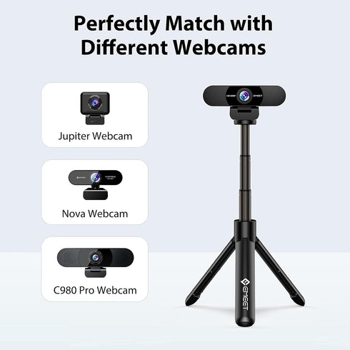 Webcam Tripod, EMEET Professional Mini Tripod, Portable & Lightweight, Adjustable Height, Universal Compatible