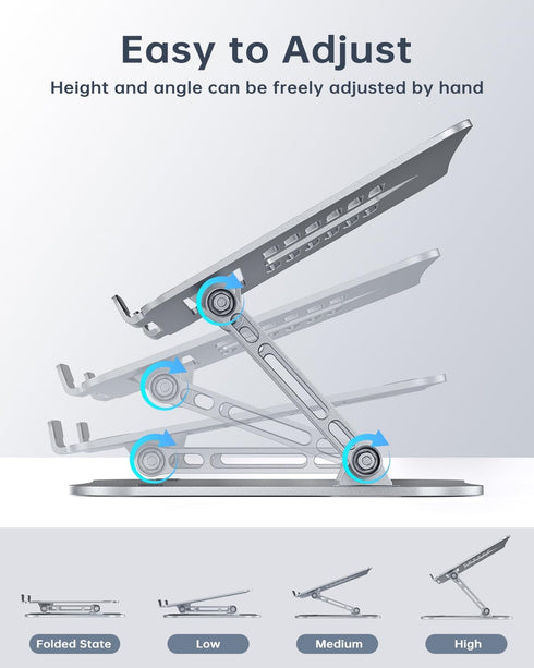 H&C(hcck&Cllassp) 11-17 inch Aluminum Laptop Stand for Desk, Foldable and Portable Laptop Riser, Adjustable Notebook