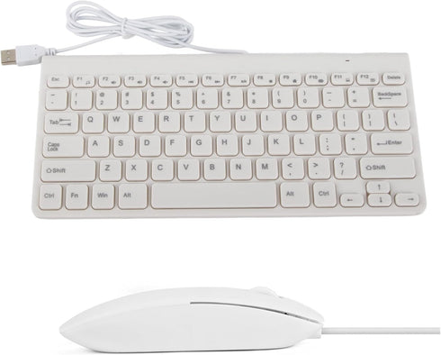 Ultra Thin USB Wired Keyboard, Mini Portable Plug and Play Keyboard with Optical Mouse Set for PC Laptop