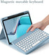 Mist Blue Keyboard Case with Removable Cute Round Key Bluetooth Mouse for iPad 9th 8th 7th Generation Air 3rd Gen Pro