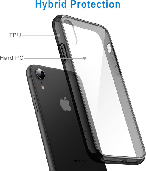 JETech Case for iPhone XR 6.1-Inch - Non-Yellowing Shockproof Phone Bumper Cover, Anti-Scratch Clear Back (Black)