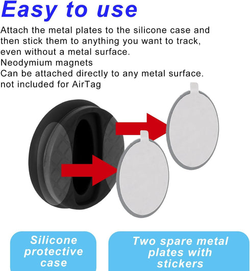 Goktvai 4pcs 8 Magnetic Holder Case for Airtag, Secure Anti-Loss Tracking Silicone Protective Cover with Strong Magnet