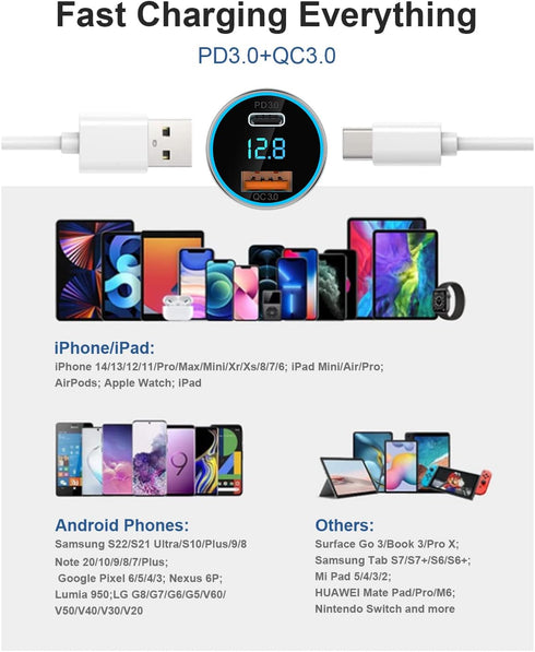 SUPERONE USB C Car Charger, 45W Dual USB Adapter with 27W/20W PD Port, Fast QC3.0 for iPhone 15, Pixel, Samsung and More