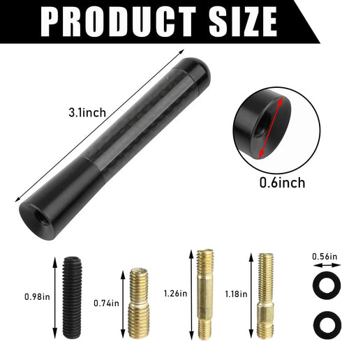 Yourkar 3.15 Inch Car Short Antenna, Aluminum Auto Roof Mount Short Antenna, Radio Antenna Mast Replacement with Screws