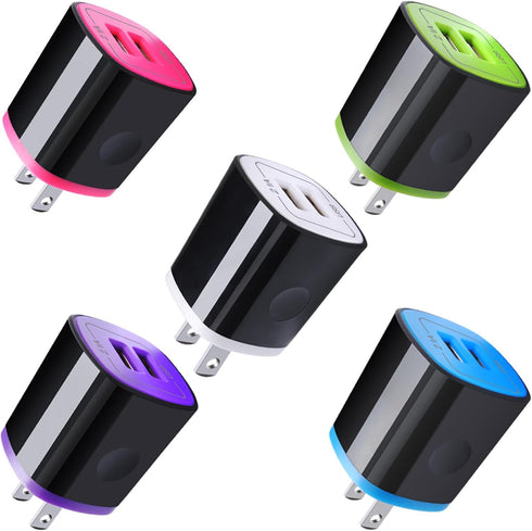 iPhone USB Wall Charger Adapter, AndHot 5-Pack 2.1A Dual Port Fast Charging Block for iPhone 15 14 13 12 11 Pro Max SE