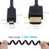 1FT-4FT, 4K@60Hz 3D 5 4, 7/6 Duttek Micro HDMI to HDMI Coiled Cable HDMI to Micro HDMI Adapter Cable Extreme Slim/Thin