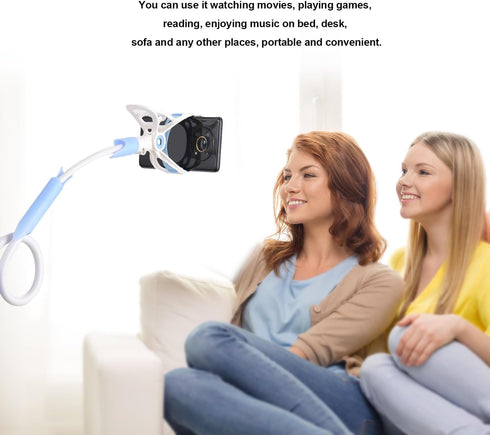 PowerTRC Phone Holder Gooseneck Bed Mount, Clamp Universal Lazy Mount Flexible Long Arm Bracket for 3.5~6.7", Compatible with Cell Phone 15 Pro XS Max XR X 8 7 Plus S24 S23 A34 Stand for Bedroom Desk