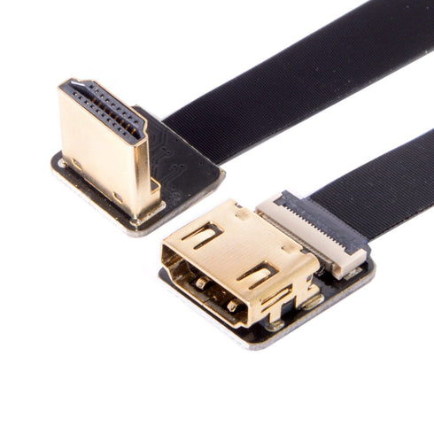 JSER CYFPV Down Angled 90 Degree HDMI Male to Female FPC Flat Cable for HDTV Multicopter Aerial Photography (0.2m)