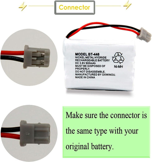 BT446 BT-446 Phone Battery Compatible with Uniden BBTY0503001 BT-1004 BT-1005, 3-Pack, 3.6V 800mAh