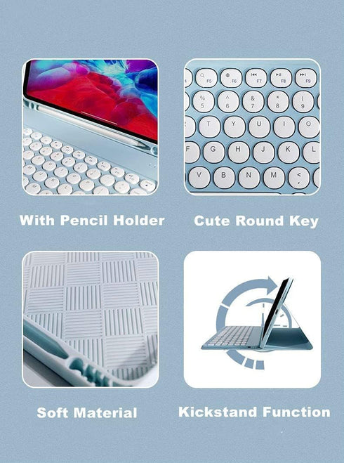 Keyboard Case for iPad Mini 5/4, Wireless Bluetooth Keyboard with Soft Back Cover & Pencil Holder, Teal