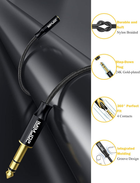 1/4 Headphone Adapter, 6.35mm Male to 3.5mm Female Audio Jack Adapter for Mixer, Guitar, Amplifier