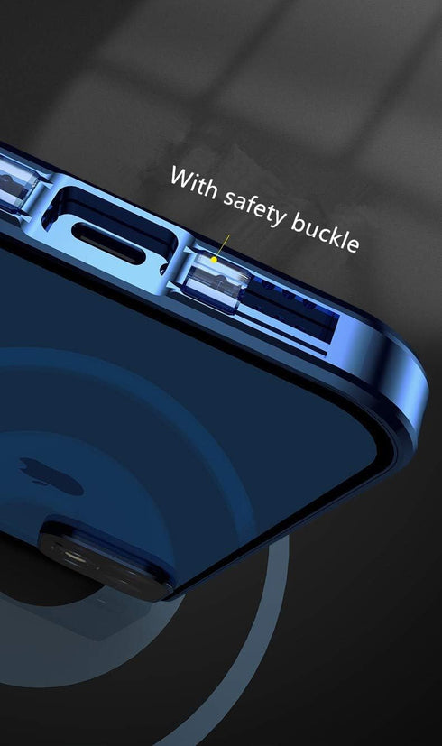 iPhone 12 Pro Max Case with Safety Lock & Strong Magnetic Adsorption, 360 Full Body Protection, Blue