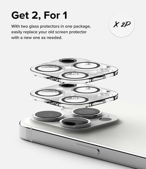 Ringke Camera Glass Protector for iPhone 15 Pro Max, Tempered Glass Cover - 2 Pack