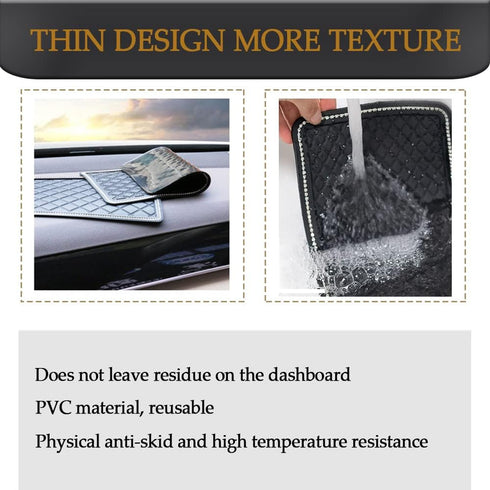 Car Dashboard Anti-Slip Rubber Pad, Bling Crystal Sticky Gel Pad, Non-Slip Mat for Phones, Sunglasses, Keys