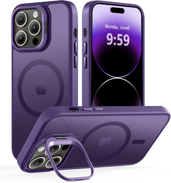 Magnetic Deep Purple Case for iPhone 14 Pro Max, Built-in Camera Stash, Compatible with MagSafe, Skin Feeling Protection
