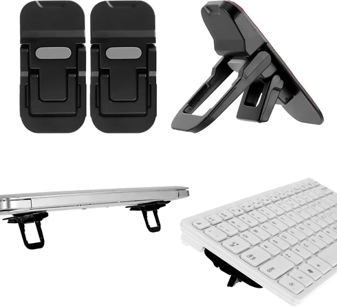 Bewudy 2 Pcs Portable Keyboard Stand, Dual Tilt Angle Adjustment, Foldable Laptop Riser,
