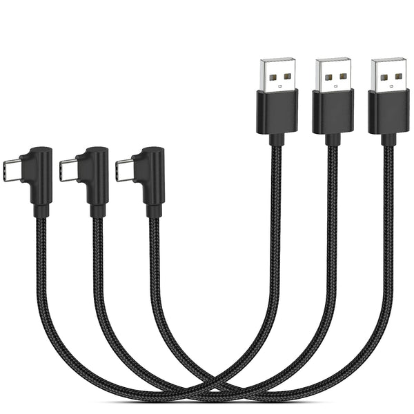 3 Pack 1ft Right Angle USB C Cable - Fast Charging 90 Degree USB A to Type C, Compatible with Samsung Galaxy & Google