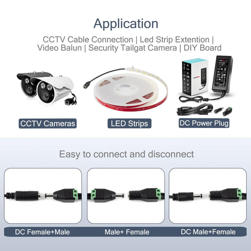 CHANZON Male 10 Pcs 12V 5.5 mm x 2.1 mm DC Power Jack Connector, 24V Barrel Plug for CCTV Security Camera