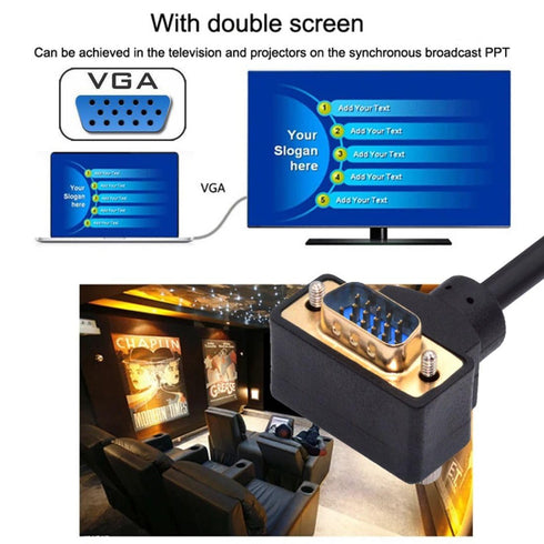 Chenyang VGA RGB 3COAX+6C 90 Degree Down Angled Extension Cable for Monitor Projector Computer