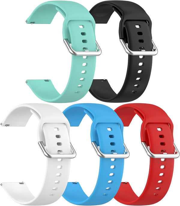 PACK 5 Silicone Bands for Veryfit Smart Watch IDW16, Adjustable Soft Waterproof Sport Replacement Wristbands for TOOBUR
