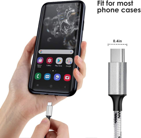 10ft 2-Pack Multi Charging Cable - Braided 3-in-1 USB Cable with USB C & Micro USB for Phones & More. Extra Long!