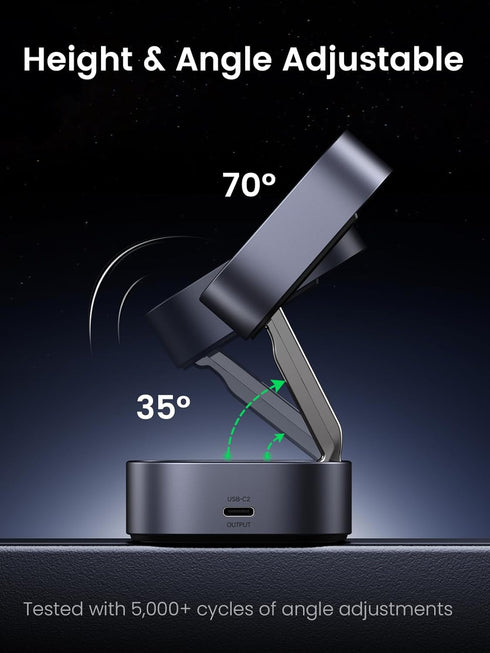 UGREEN MagFlow Magnetic Foldable Charging Station, 2-in-1 Fast Wireless Charger for iPhone 16 15 14 13