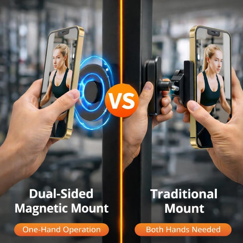 meexzoom 360 Magnetic Phone Holder for Gym, Rotation Adjustable Strong Magnets, Gym Accessories, Phone Mount to Metal