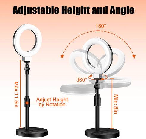 SULISAIS Desk Ring Light with Stand, Video Conference Lighting with Clip, Ring Light for Phone, Travel Selfie Light