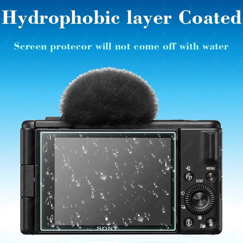 Screen Protector for Sony ZV-1F Vlog Camera & Lens Cap Cover - 0.3mm 9H Hardness Tempered Glass, Anti-Scratch